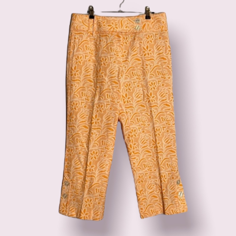 Etcetera orange Brogade crop womens pants Retro style size 8